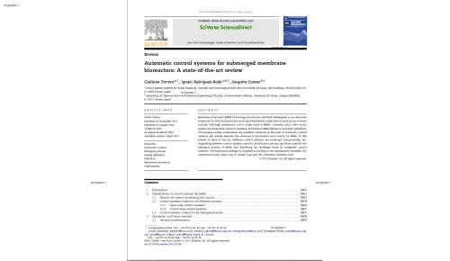 Automatic control systems for submerged membrane bioreactors: A state-of-the-art review